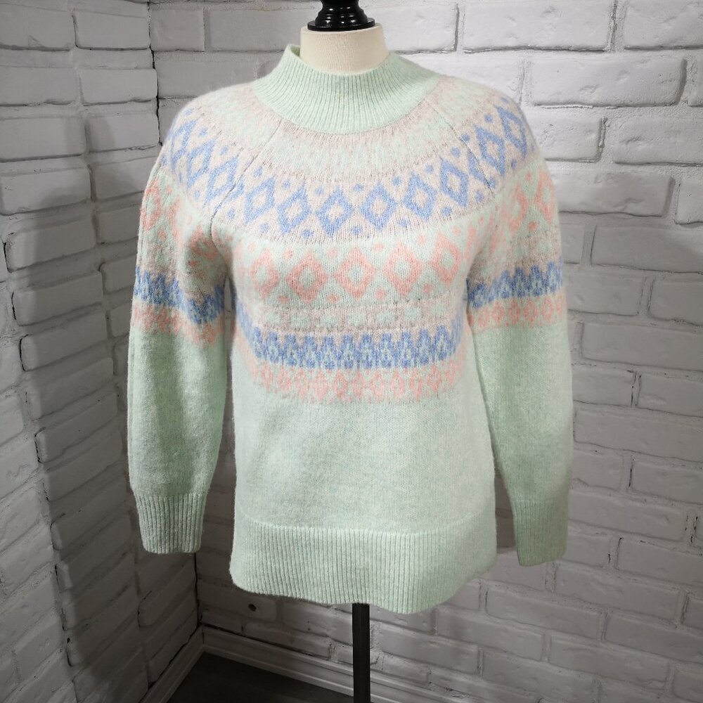 Ricki's Ladies Size Medium Mock Neck Fair Isle Straight Fit Sweater